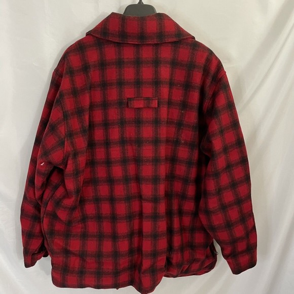 VTG Mens LL BEAN FULL ZIP WOOL NYLON Insulated Jacket Coat 2XL Red Plaid Hunting - Picture 5 of 8